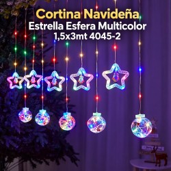 Cortina Navideña Estrella Esfera Multicolor 1,5x3mt 4045-2
