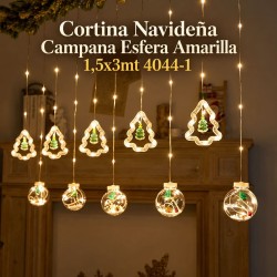 Cortina Navideña Campana Esfera Amarilla 1,5x3mt 4044-1