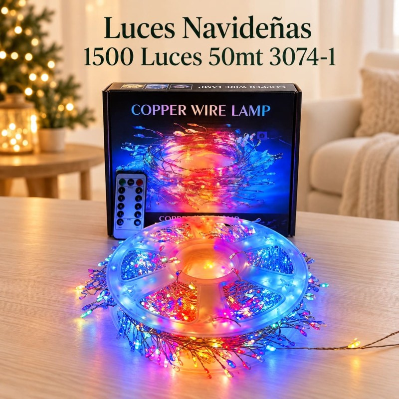 Luces Navideñas 1500 Luces 50mt Multicolor 3074-1