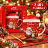 Taza de Cerámica Navideña con Tapa y Cuchara 3481