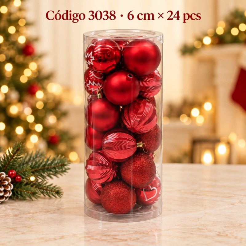 Esferas Navideñas 6cm 24 pcs 3038