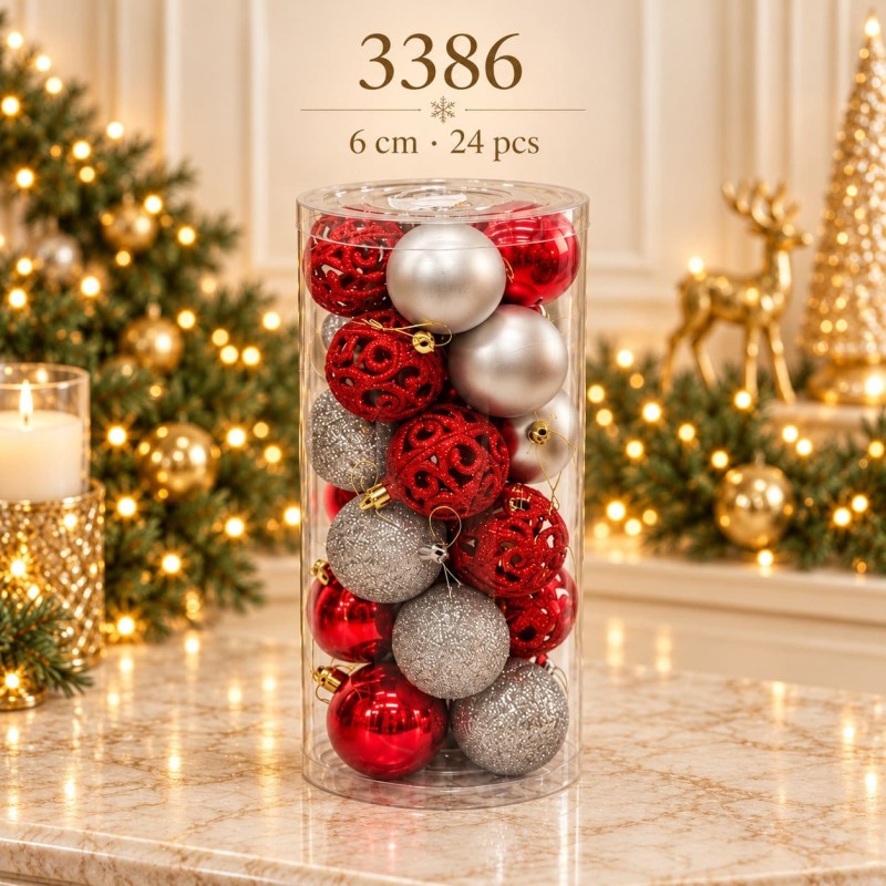 Esferas Navideñas 6cm 24pcs 3386