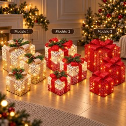 Cajas de Regalo Decorativas Navideñas con Luces 3 pcs 1985