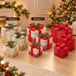 Cajas de Regalo Decorativas Navideñas con Luces 3 pcs 1985