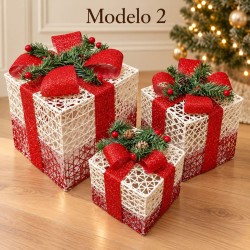 Cajas de Regalo Decorativas Navideñas con Luces 3 pcs 1985
