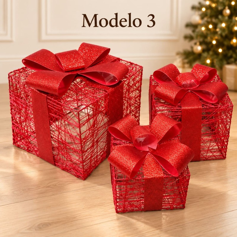 Cajas de Regalo Decorativas Navideñas con Luces 3 pcs 1985