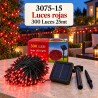 Luces Navideñas Solares 300 Luces 25mt Rojas 3075-15