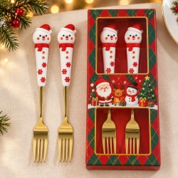 Set de Cubiertos Navideños 2pcs Dibujo Grueso 3474