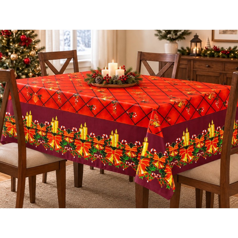 Manteles Navideños 150x220cm Poliéster Tipo Tatefán 680