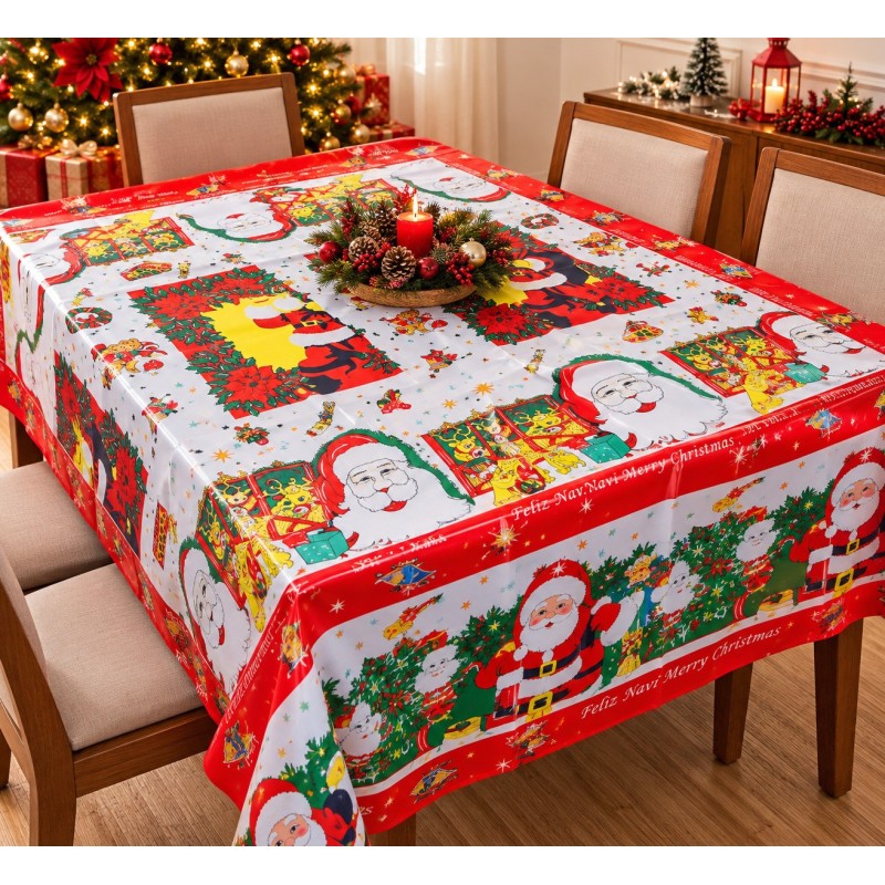 Manteles Navideños 150x220cm Poliéster Tipo Tatefán 680