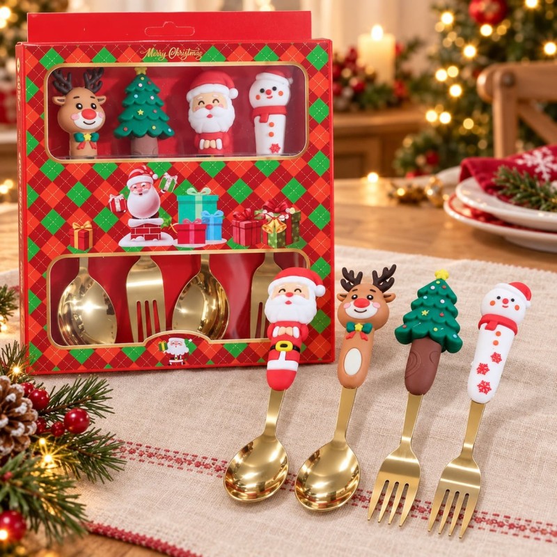 Set de Cubiertos Navideños 2pcs Dibujo Grueso 3475