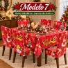 Juego de Mantel 140x180cm y Forro de 6 Sillas Navideños 40x80cm 3394