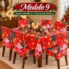 Juego de Mantel 140x180cm y Forro de 6 Sillas Navideños 40x80cm 3394