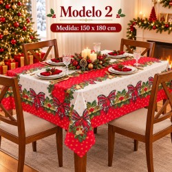 Manteles Navideños 150x180cm Poliéster Tipo Tatefán 679