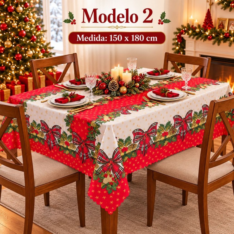 Manteles Navideños 150x180cm Poliéster Tipo Tatefán 679