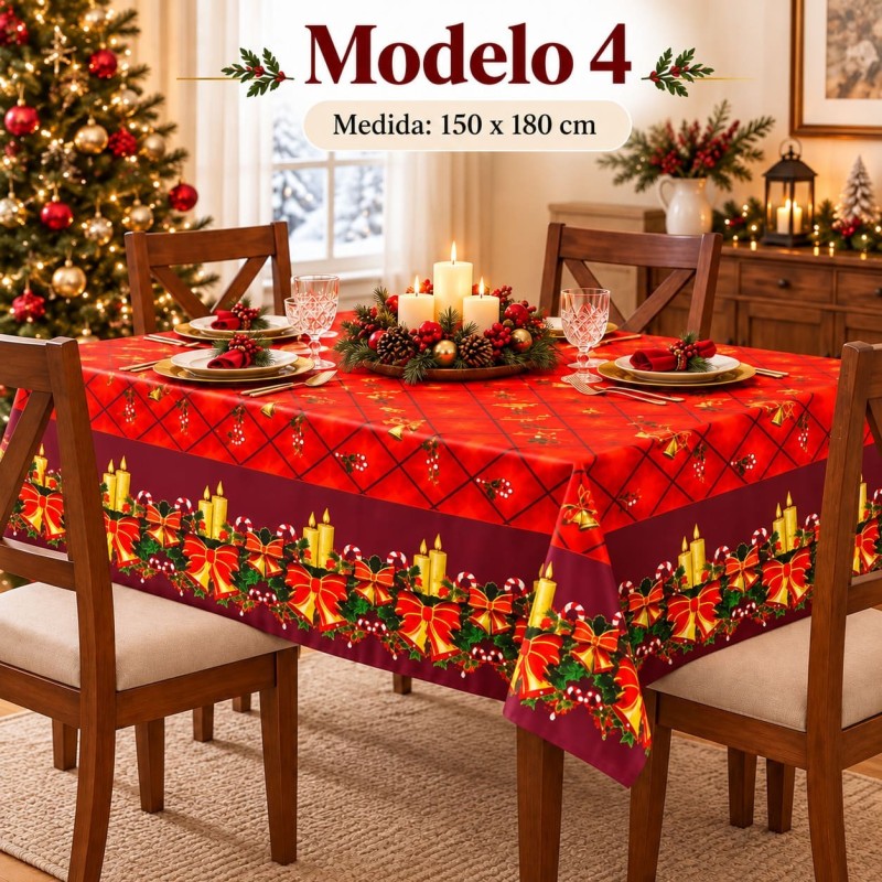 Manteles Navideños 150x180cm Poliéster Tipo Tatefán 679