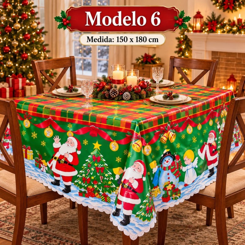 Manteles Navideños 150x180cm Poliéster Tipo Tatefán 679