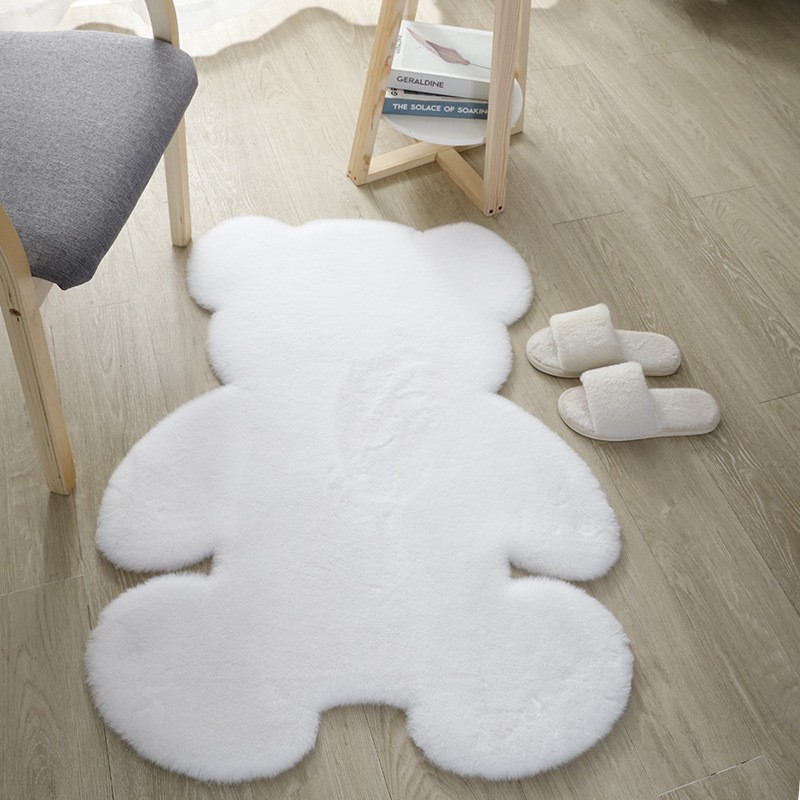 Alfombra Afelpada de Oso Blanca 80x60cm FG-1403