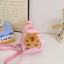 Bolso Infantil de Pecho con Pin de Peluche Capibara 2025-6