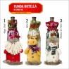 Forro Navideño para Botella de Vino FG-1277  (PAPÁ NOEL Y MUÑECO DE NIEVE)