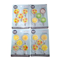 SET DE 5 GANCHOS ADHESIVOS DISEÑO FRUTAS  JD3504