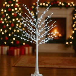 Árbol blanco hojas de 1.50cm flores luz blanca 642-1
