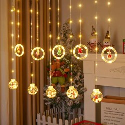 Luces Navideñas cortina Led de Esferas y circulos luz amarilla 4046-1