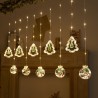 Luces Navideñas cortina Led de Esferas y arboles luz amarilla 4044-1