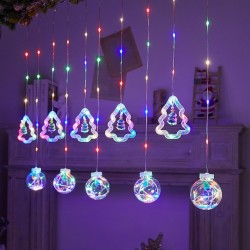 Luces Navideñas cortina Led de Esferas y arboles luz multicolor 4044-2