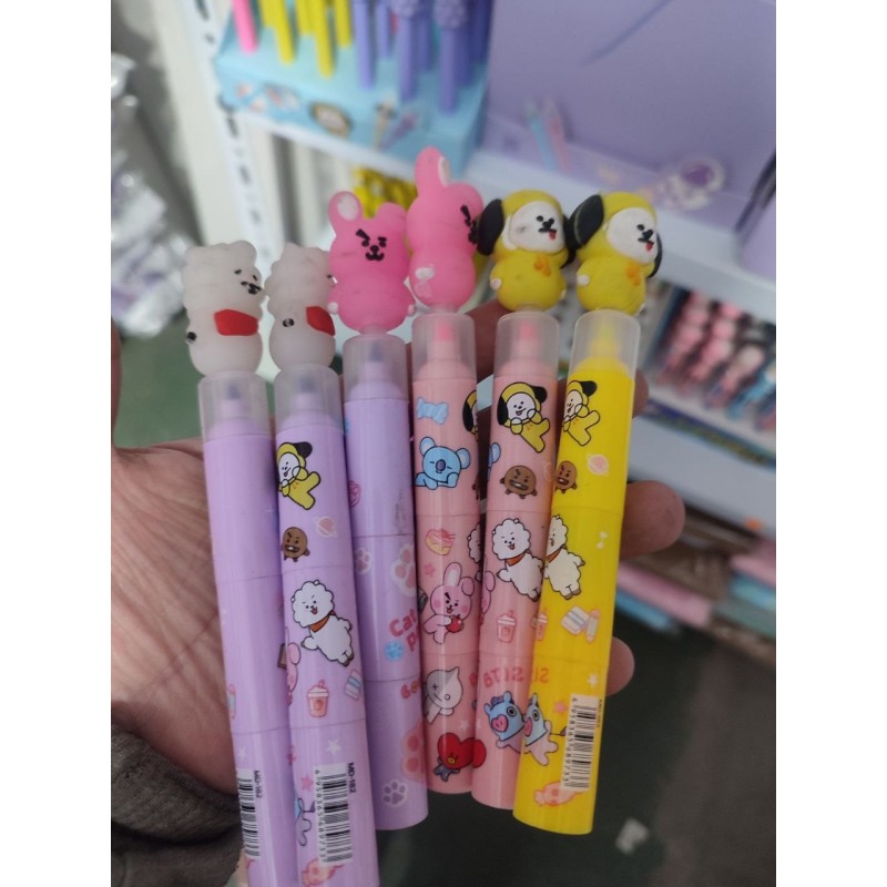 Resaltadores 3 colores Bt21 Cooky Jr y Chimmy