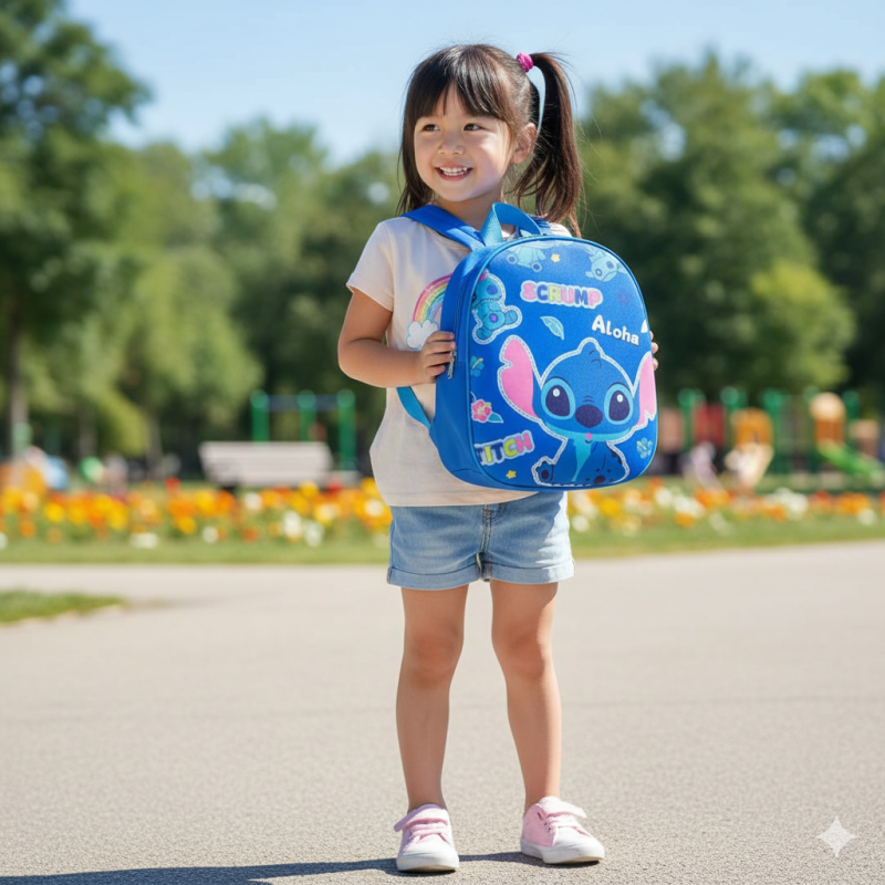 Mochila Infantil Stitch Azul ZF-1124
