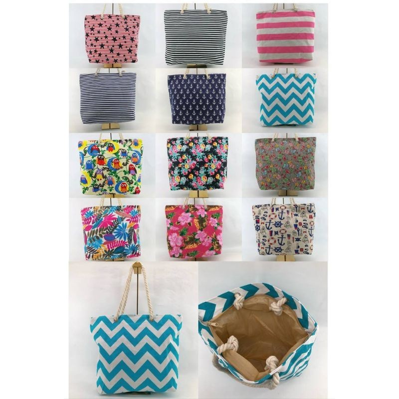 Bolso de tela Playero con diseños 43cmX33cmX11cm 10744-1