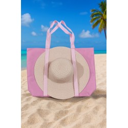 Bolso de tela Playero llano 53cmX40cmX16cm con sombero 10744-3