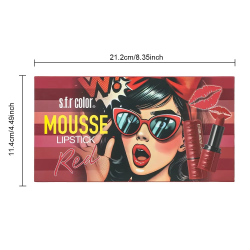CAJA DE 6 LABIALES MOUSSE LIPSTICK RED S.F.R COLOR 5866