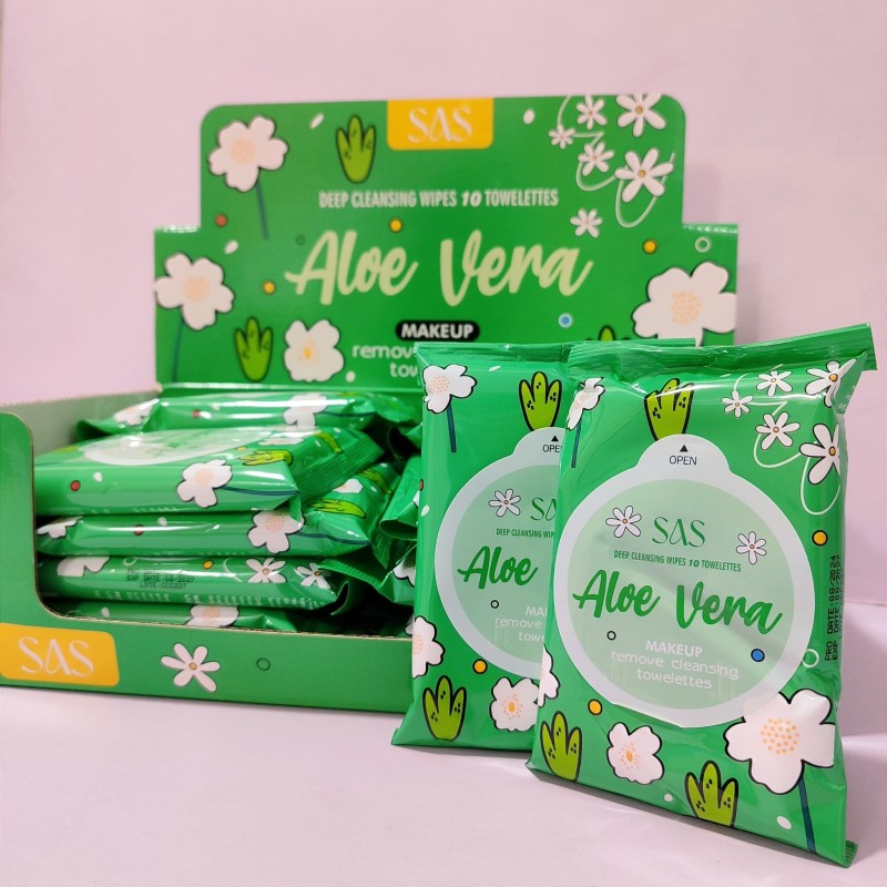 Toallas Desmaquillantes de Aloe Vera 10 unds - SAS 2952