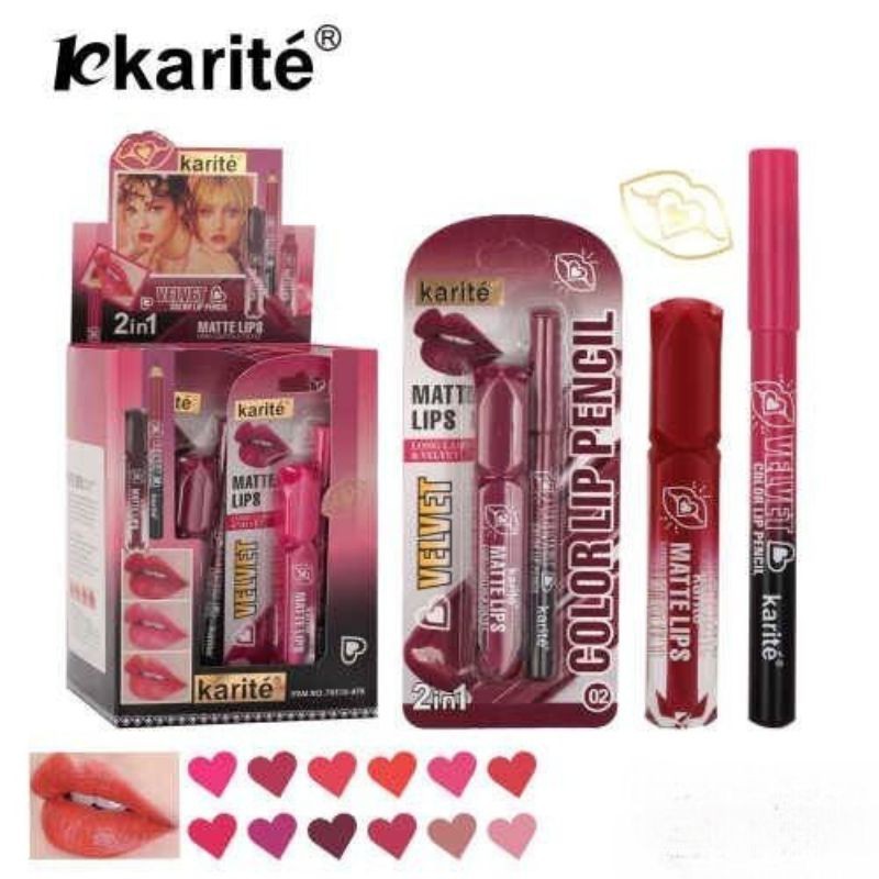 Labial Mattee y Delineador de Labios 2 en 1 - Karite Tono 01 y 10