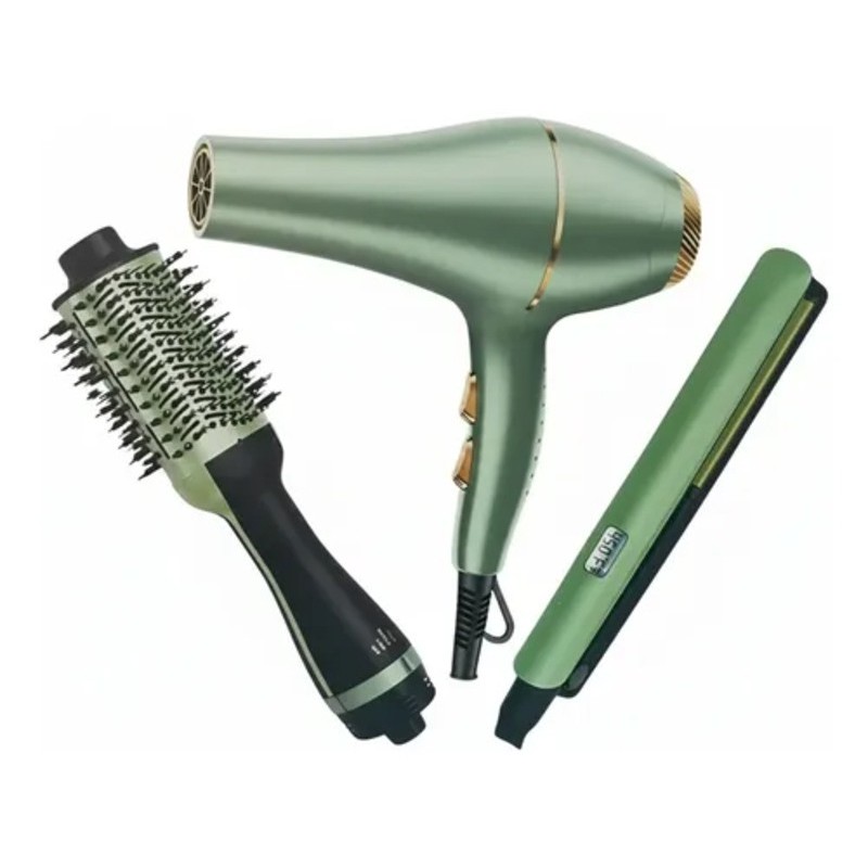 Trio Sonar Plancha Secadora y Cepillo Aguacate 5318