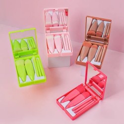 set de 5 Brochas en Estuche con Espejo (Solo Rosa)