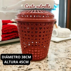 Cesta de Plástico con Tapa Diámetro 38cm y Altura 45cm