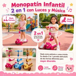 Scooter Monopatin Osito con Asiento Música y Luces 3274