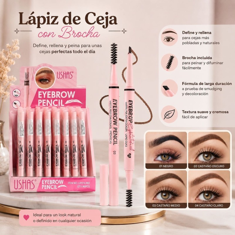 Lápiz de Cejas con Brocha Ushas UP016