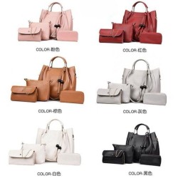 Cartera 4 piezas 6088 (Solo Gris Claro y Rosado)