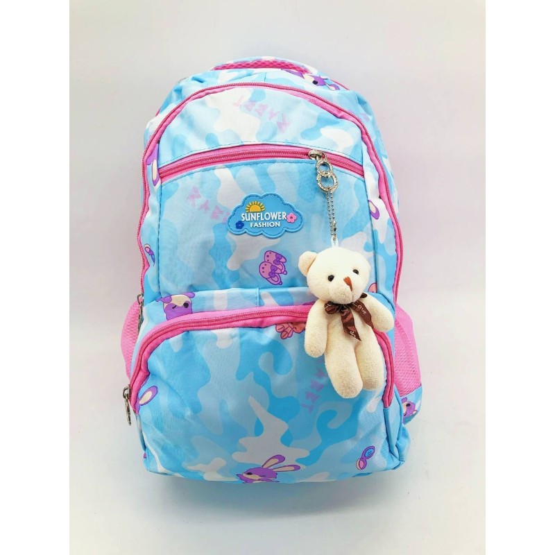 Mochila Con Llavero de Oso XL-318 Celeste