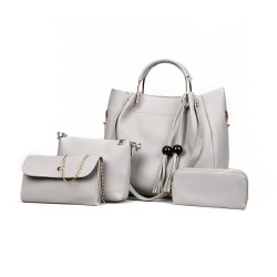 Cartera 4 piezas 6088 (Solo Gris Claro y Rosado)