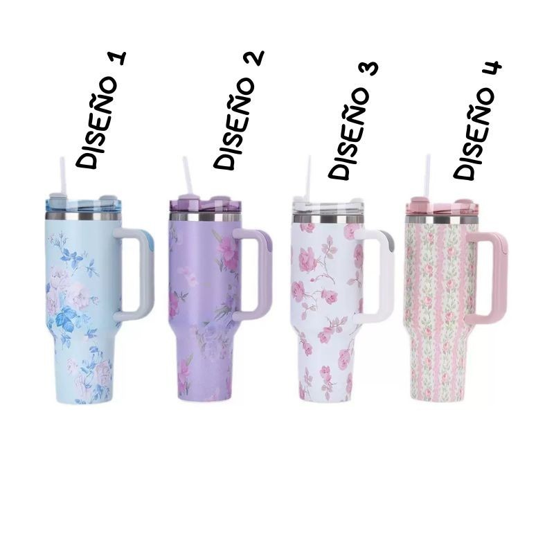 Termos de Acero Inoxidable Floreado 5114