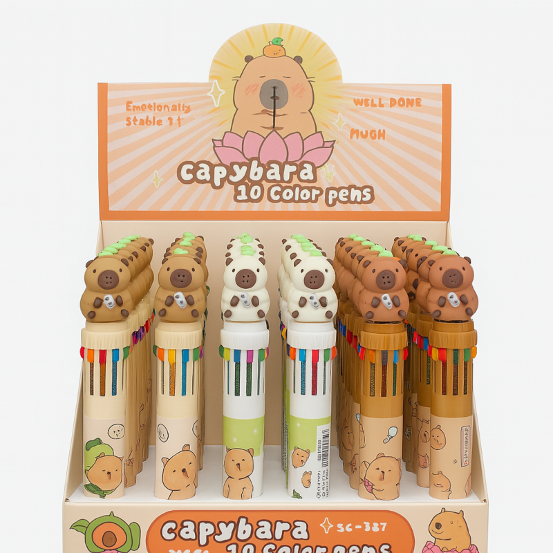 Esferos Capibara 10 Colores 1500