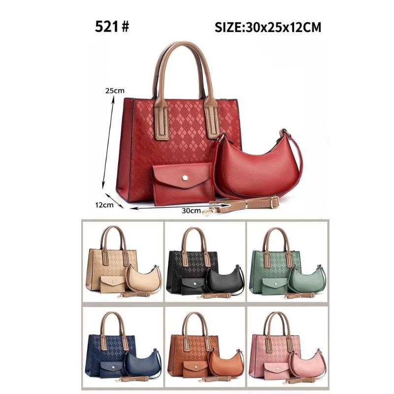 Cartera Grande 3pcs 521 Rosa