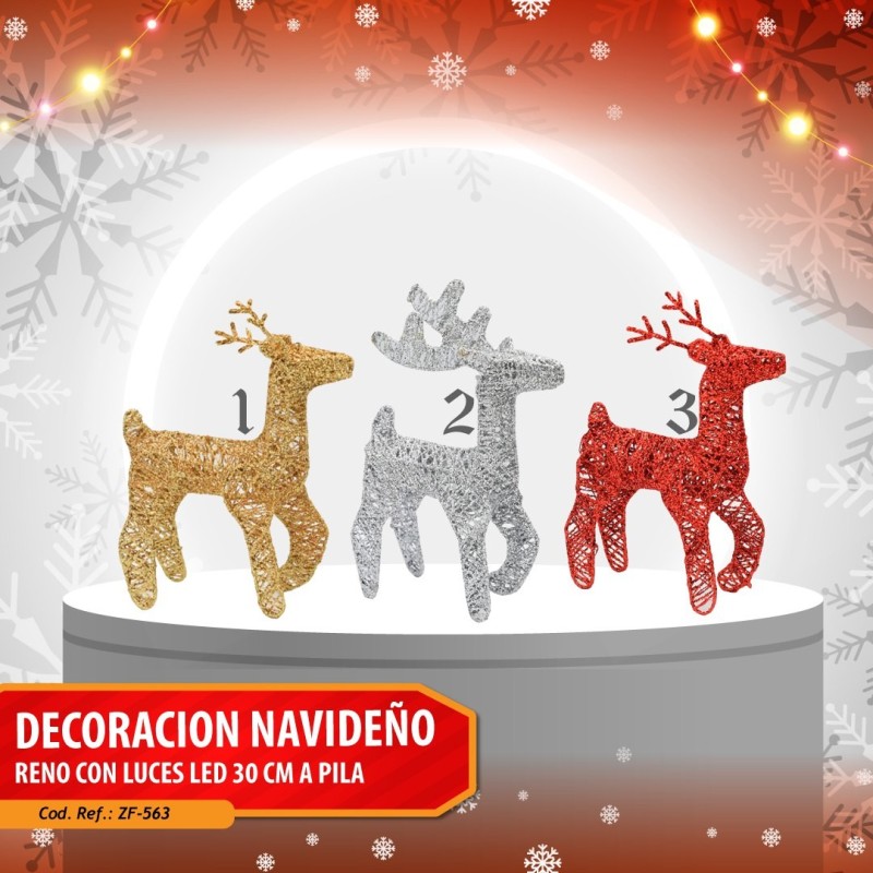 Renos con Luces LED 30cm a pilas ZF-563