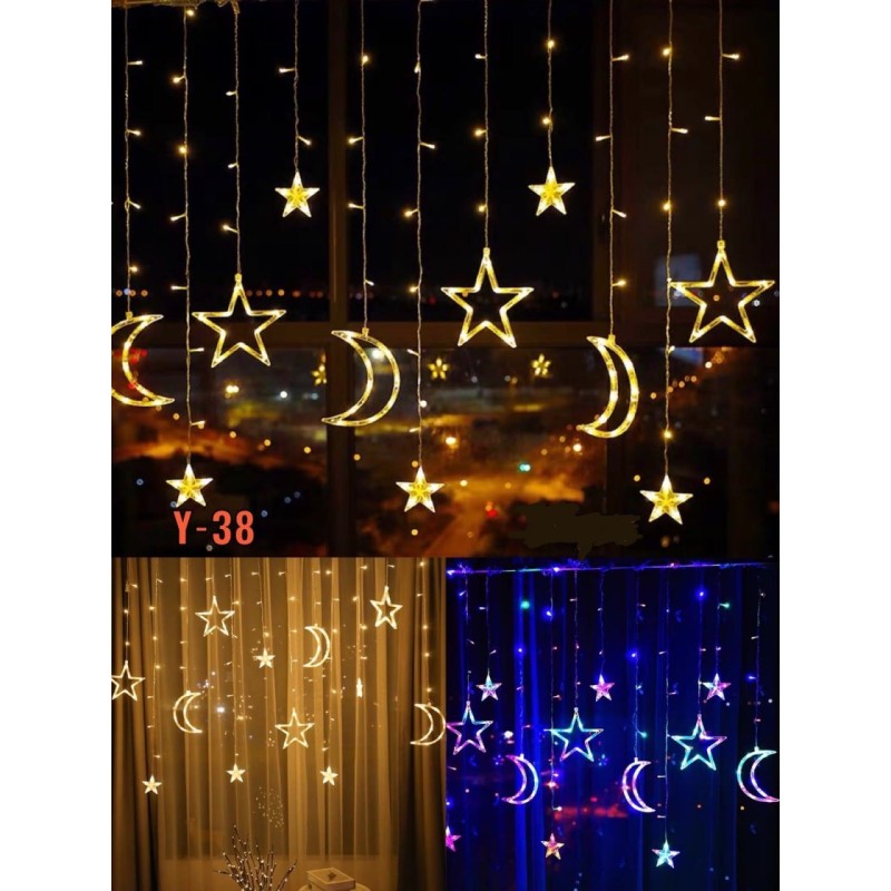 Guirnalda de Luces Lunas y Estrellas Amarillo y Multicolor JAHD2079