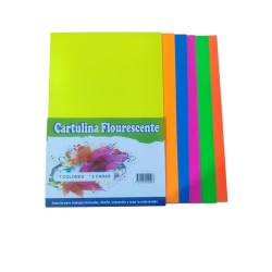 Paq 10 unds de Cartulina Fluorescente Varios Colores